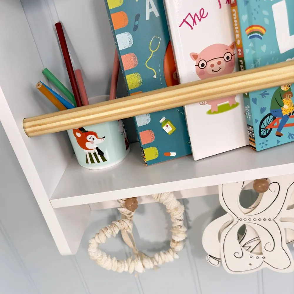 Nöa and Nani Elene Display 2 Tier Shelf Bookcase Wall Mounted & Coathook in White 3