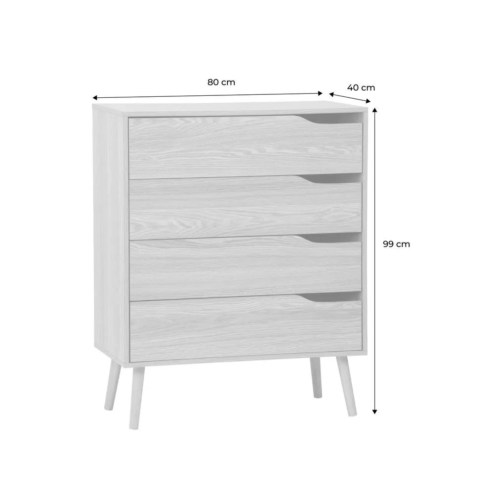 sweeek 4-drawer Chest With Walnut Wood Effect in Light Grey 5