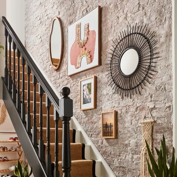 Pebble Wood Round Wall Mirror 5