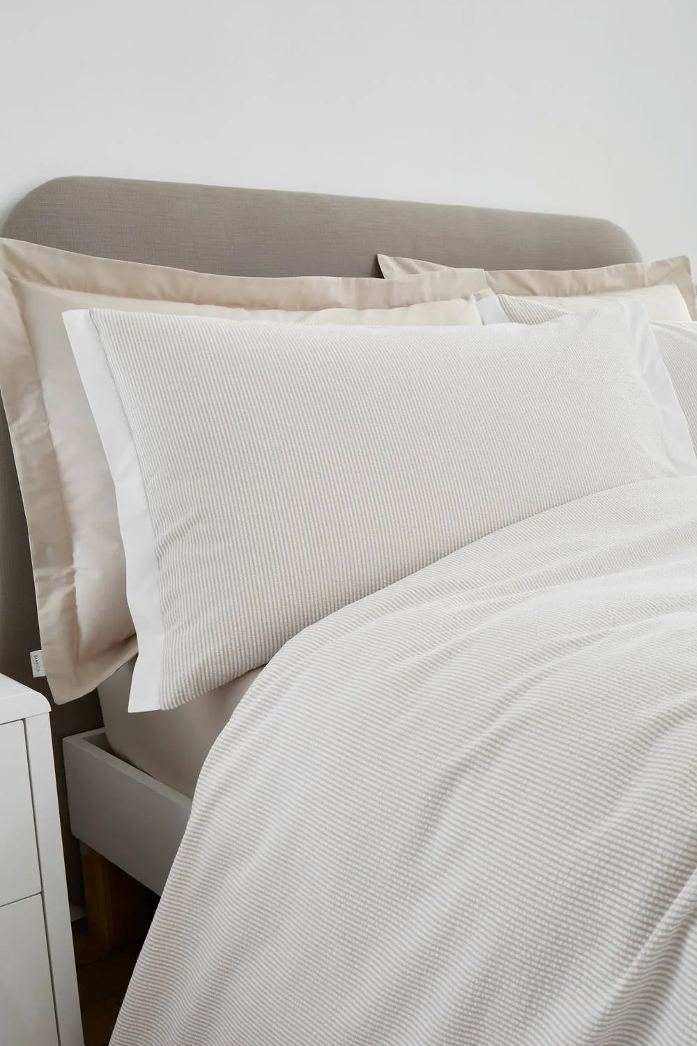 Bianca 'Seersucker Woven Stripe' 180 Thread Count Cotton Duvet Cover Set in Natural 2