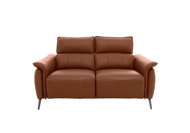 Jude Leather 2 Seater Recliner Sofa with Headrests and Power Lumbar - Butterscotch Cat - Sofas and Armchairs