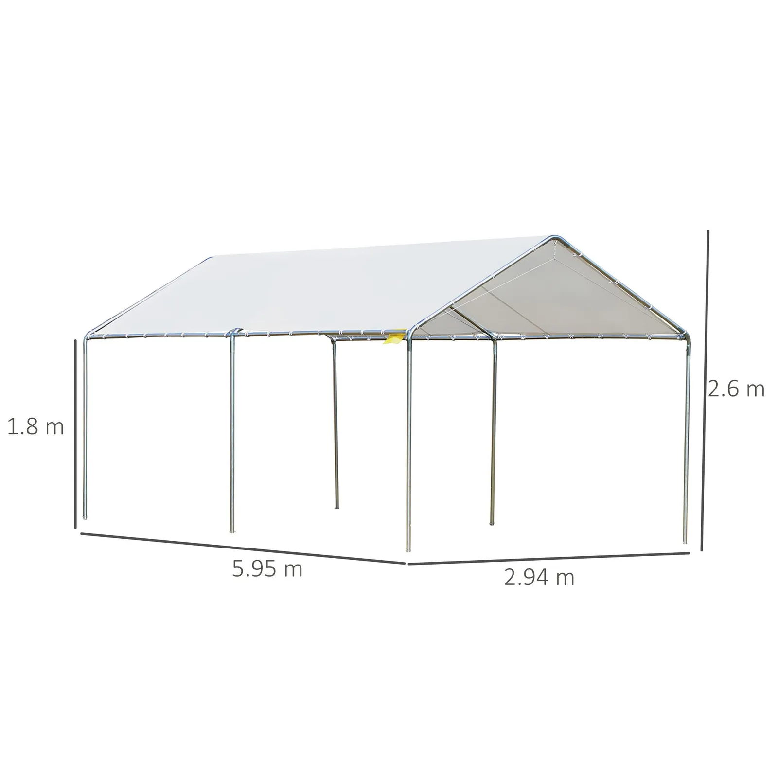 OUTSUNNY 2-Rooms Outdoor Carport Galvanized Steel Frame Tent UV Resistant in White 3