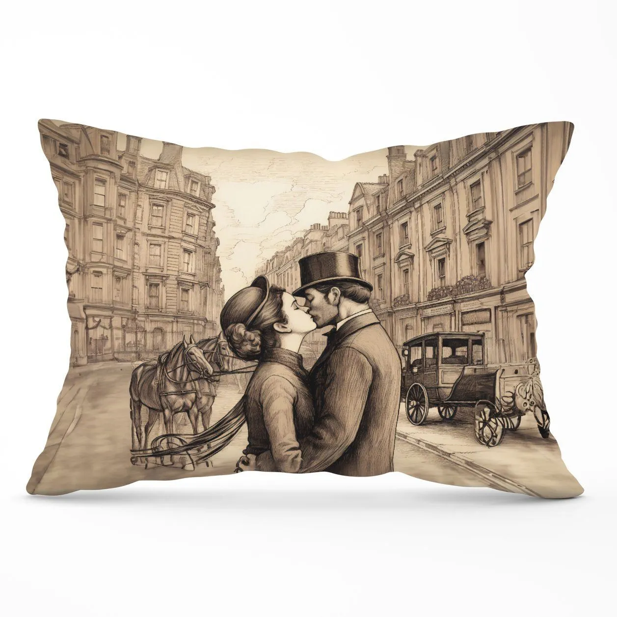 Warren Reed - Designer Sharing A Kiss Cushions in Black