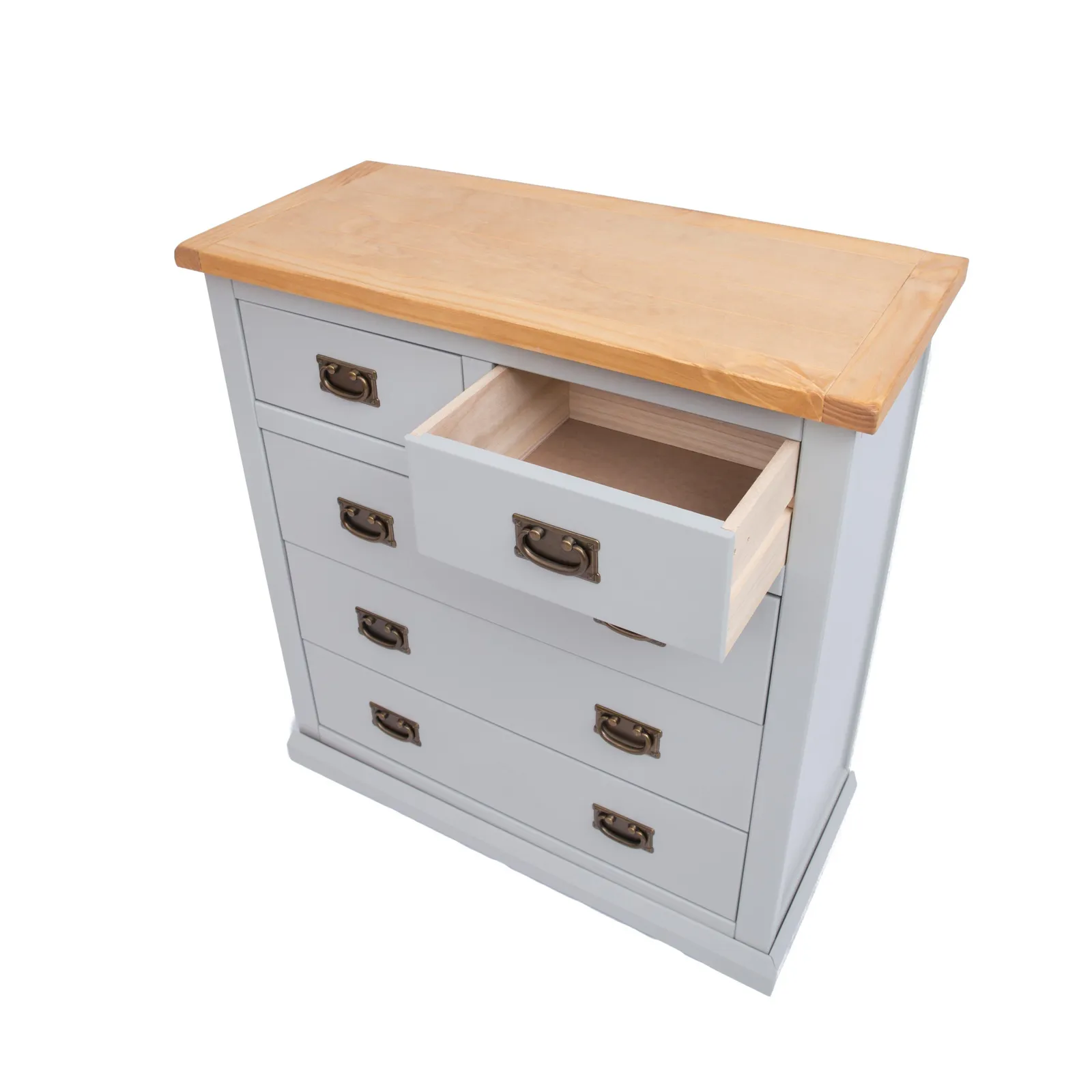 Cabinet Bits Loreo 5 Drawer Chest of Drawers Bras Drop Handle in Light Grey 4