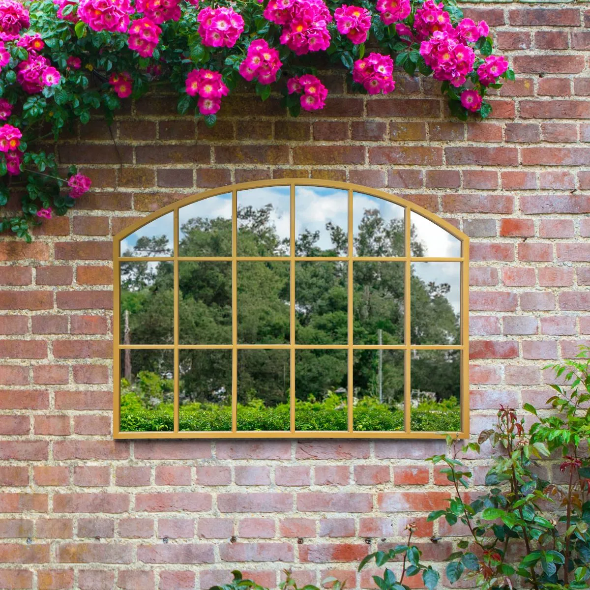 MirrorOutlet Gold Framed Arched Wall Garden Mirror 35" X 26" (90CM X 65CM) 6