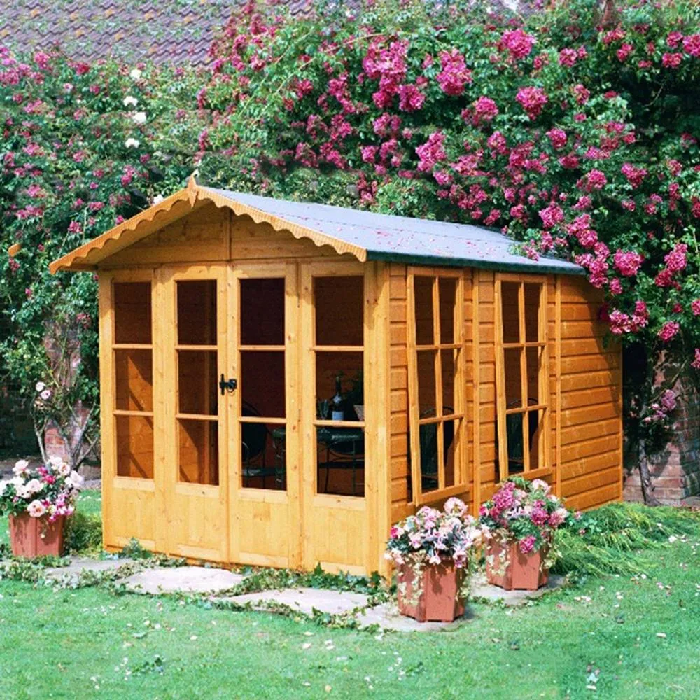 Shires Westminster 13x7 ft Double Door with Opening Windows Summerhouse in Light Brown