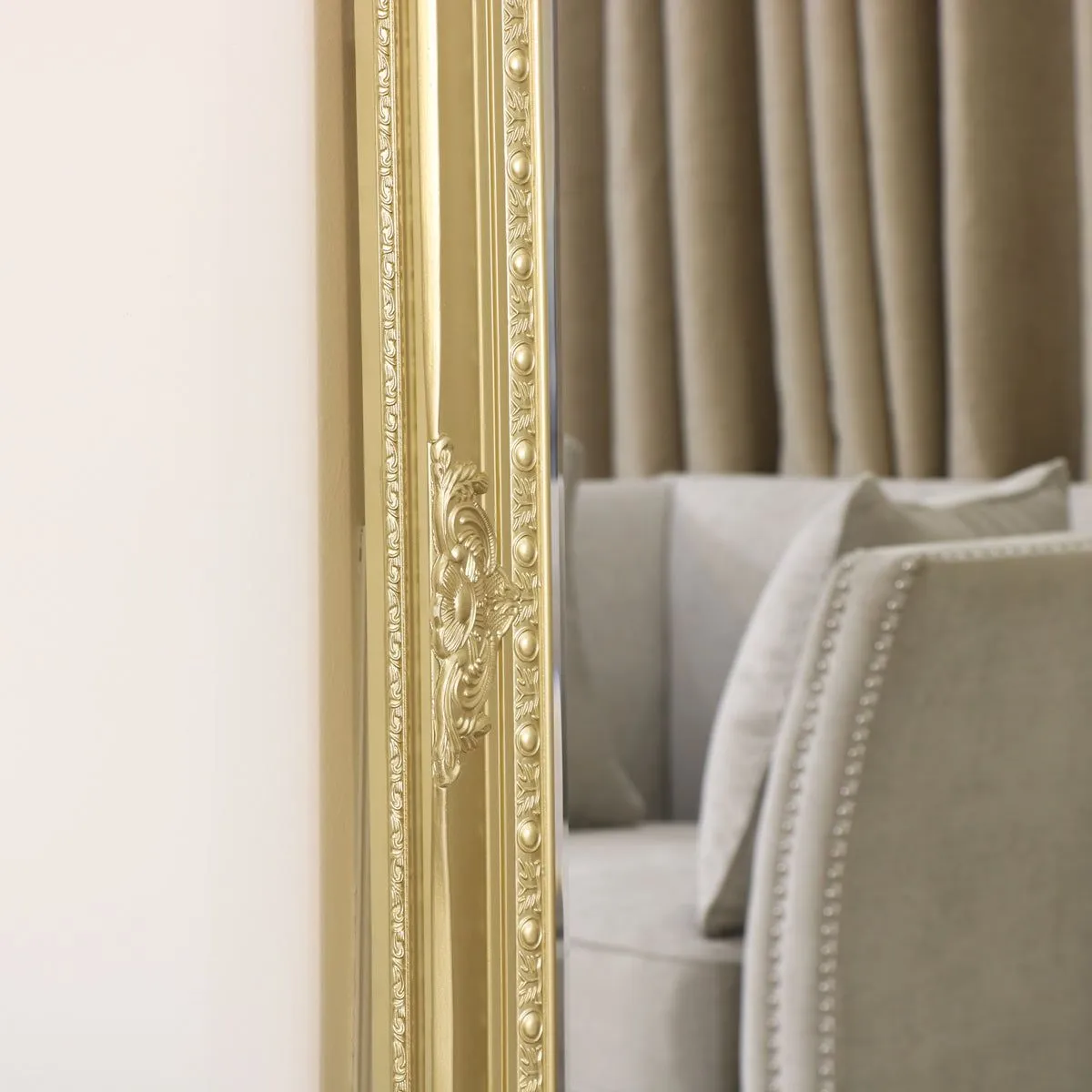 Melody Maison Large Ornate Gold Wall/Floor Mirror 76cm X 176cm in Metallic Gold 4