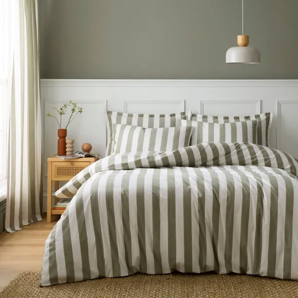 Beatrice Woven Stripe 100% Cotton Duvet Cover & Pillowcase Set 1