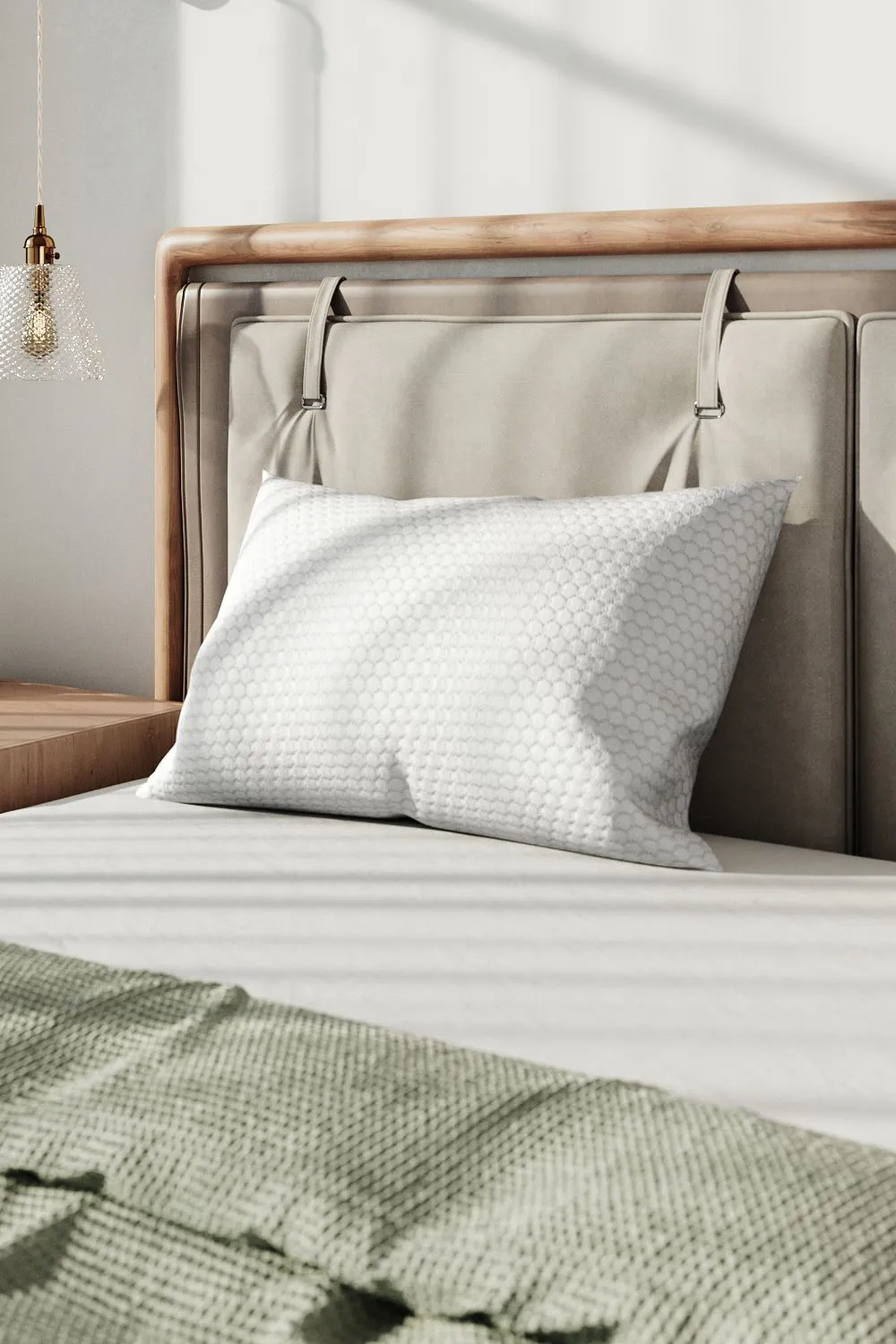 Living and Home Medium Support Shredded Memory Foam Pillow with Removable Washable Bamboo Fiber Honeycomb Pattern Cover, 66cm L x 48cm W