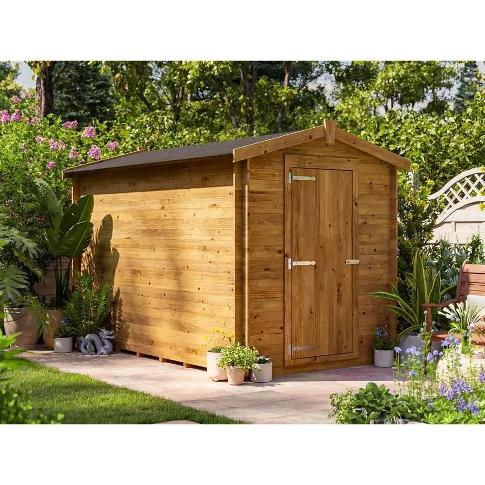 Dunster House Heavy Duty Log Shed 6 x 10 ft With Superfelt Roof in Brown 2
