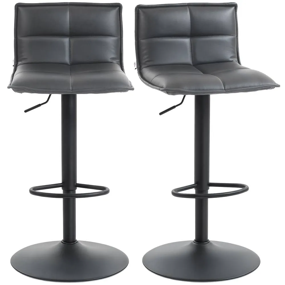 HOMCOM Bar Stools Set of 2 Swivel Height Adjustable Barstools in Dark Grey 2