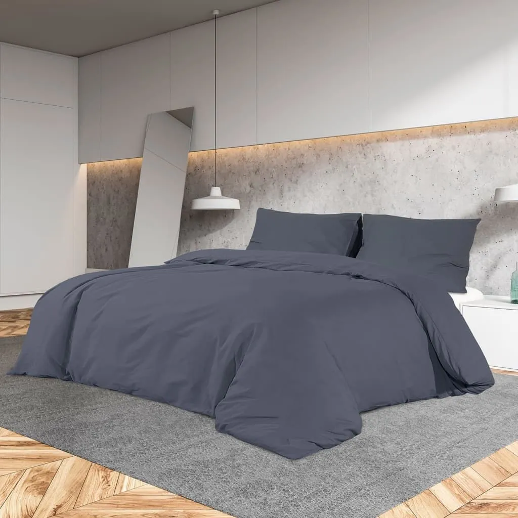 Berkfield Home Duvet Cover Set Anthracite 135x200 cm Light-weight Microfiber in Black