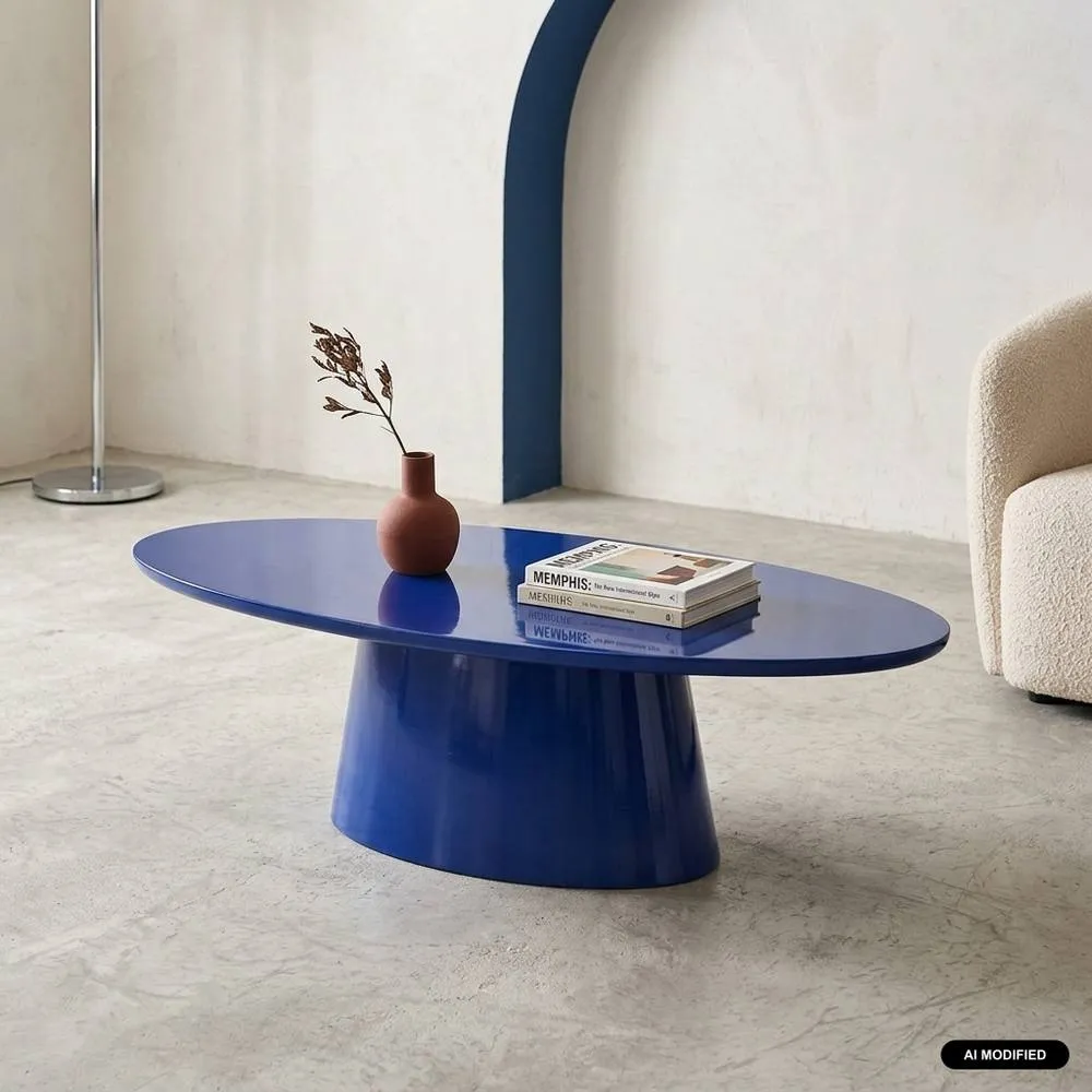 sweeek Oval coffee table with glossy finish in Blue
