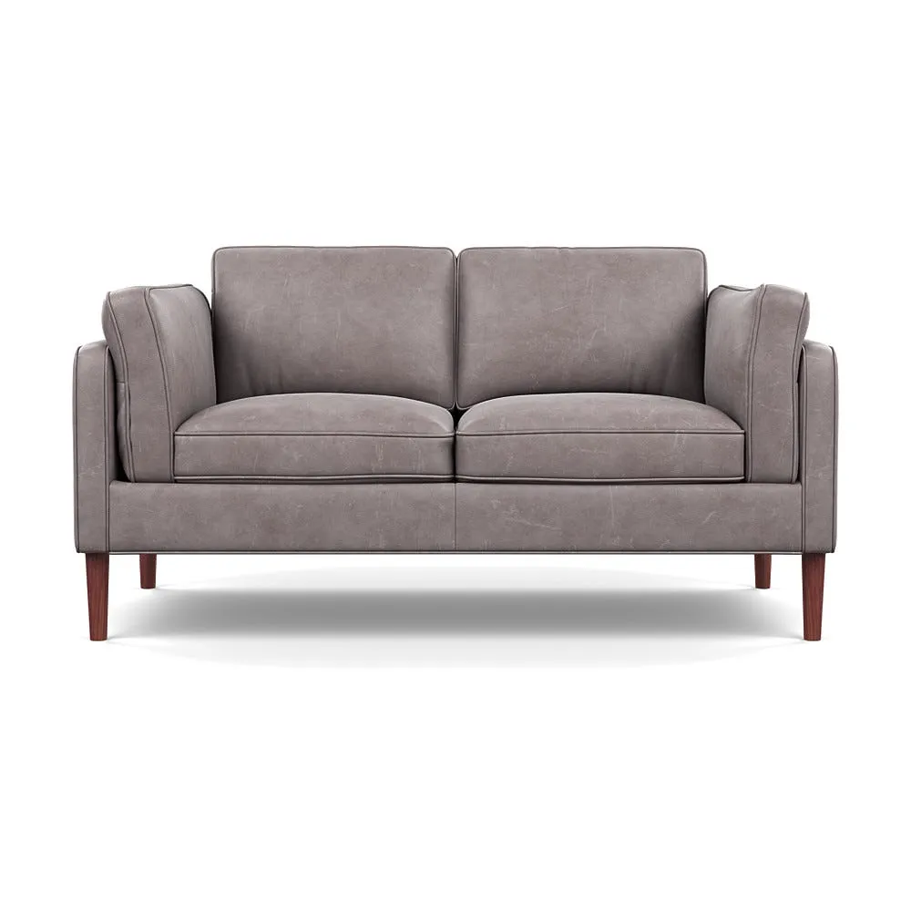 Heal's Sonno 2 Seater Heritage Leather Stone Grey 2060 Walnut Feet 1