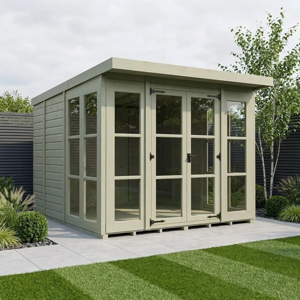 Buttercup Farm 8ft x 9ft Georgian Pent Summer House - Pressure Treated Timber in Brown 2