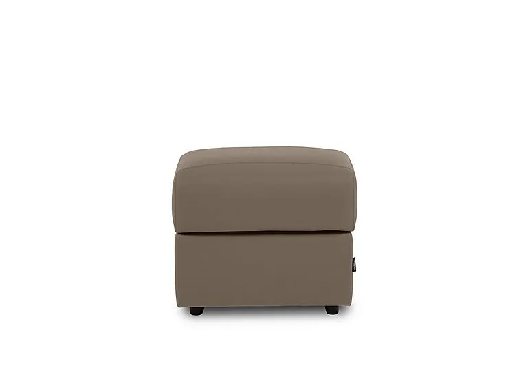 Nicole Square Leather Storage Footstool - Torello Taupe