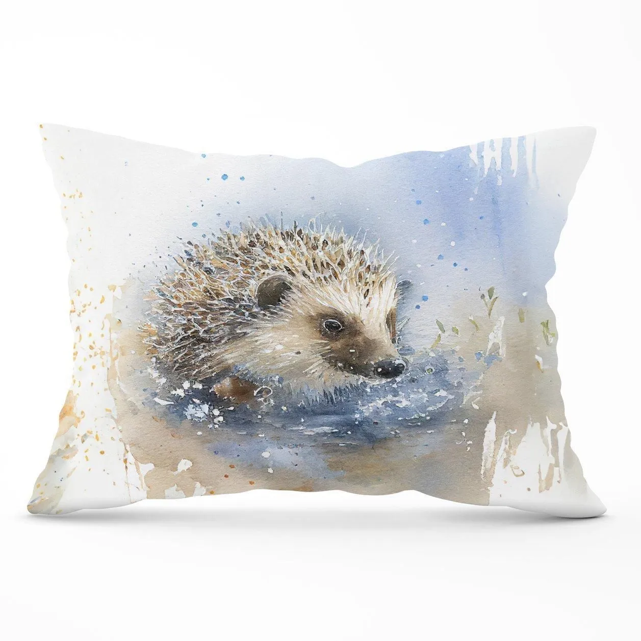 Warren Reed - Designer Hedgehog Watercolour Cushions in Brown