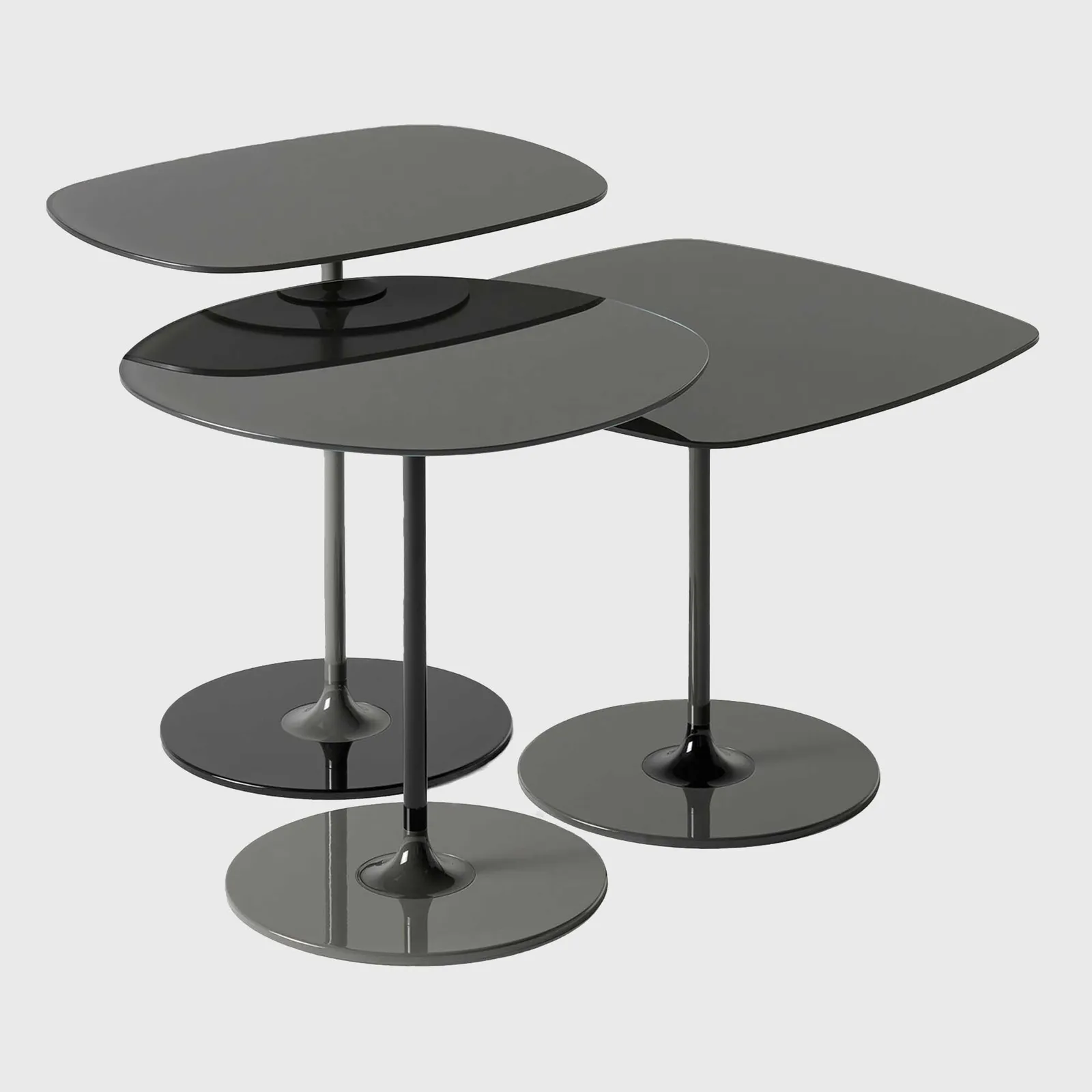 Kartell Thierry Set 3 Side Tables H40+H45+H50 Black Glass | Barker & Stonehouse 3