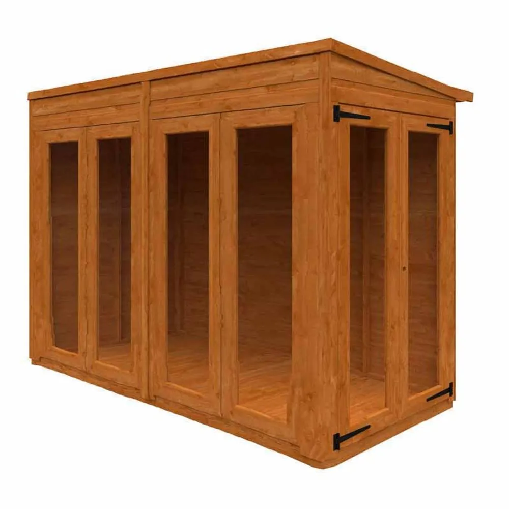 Buttercup Farm 8x4 Flex Pent Full Pane Summerhouse 12mm Flex - L238.8xW115xH203 cm in Burnt Orange