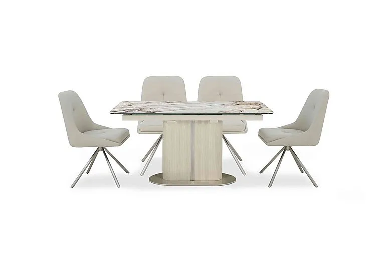Avorio Small Pop-Up Extending Dining Table and 4 Swivel Chairs