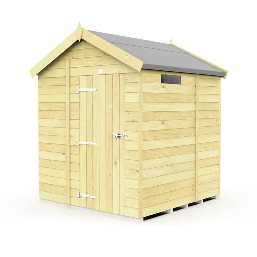 Buttercup Farm 6 x 5 Feet Apex Security Shed - Single Door - L158 x W175 x H217 cm in Brown