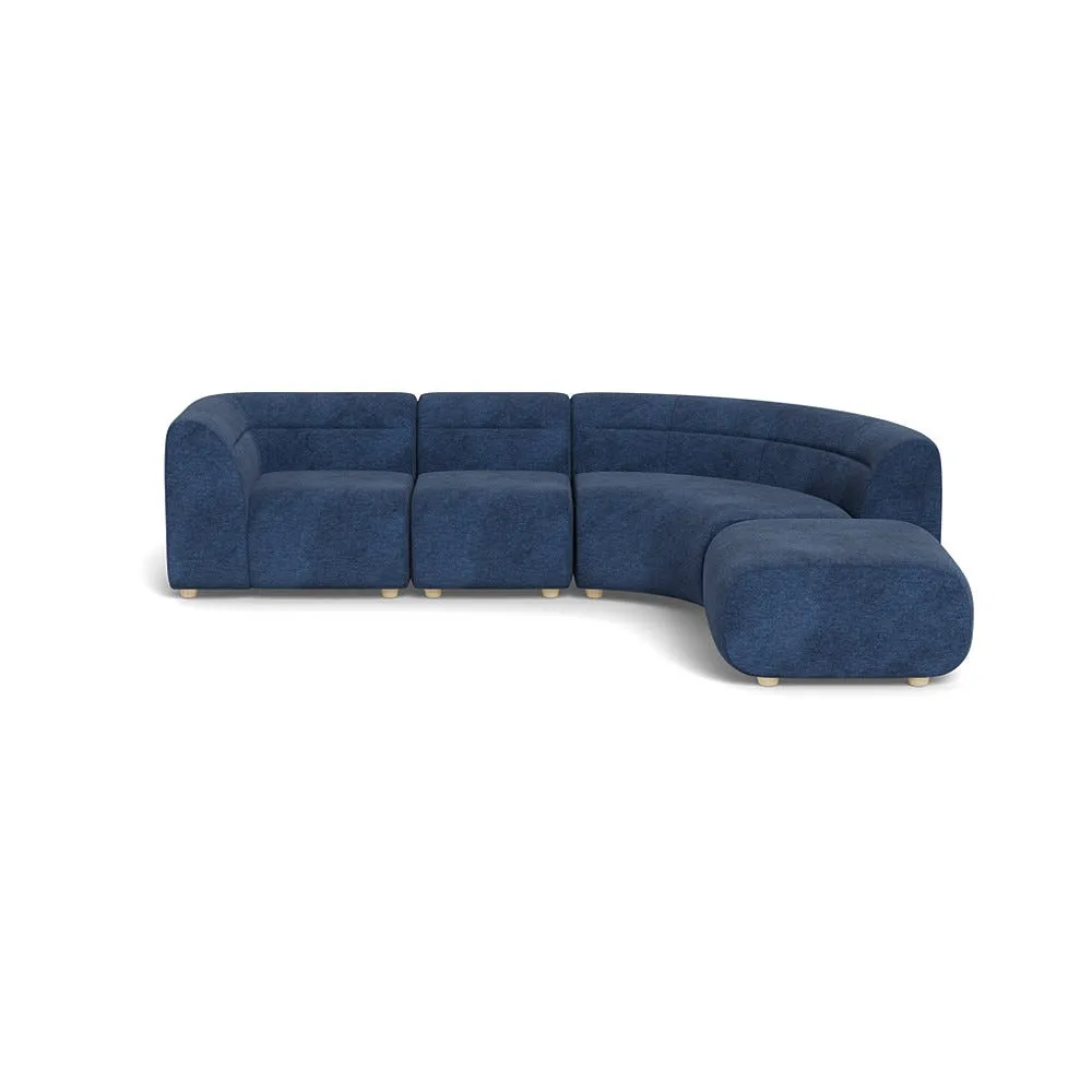 Heal's Lilli Right Hand Facing Curved Corner Sofa Broadweave Lagoon Natural Beech Feet 1