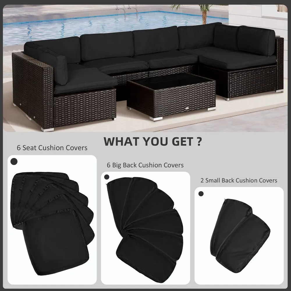 OUTSUNNY Garden Rattan Sofa Set Polyester Cover Replacement No Cushion in Black 4