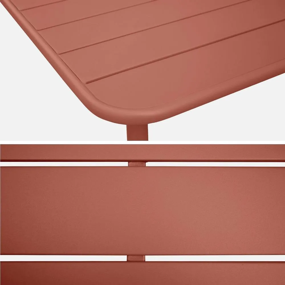 sweeek 2-seater Square Steel Garden Table in Terracotta 6