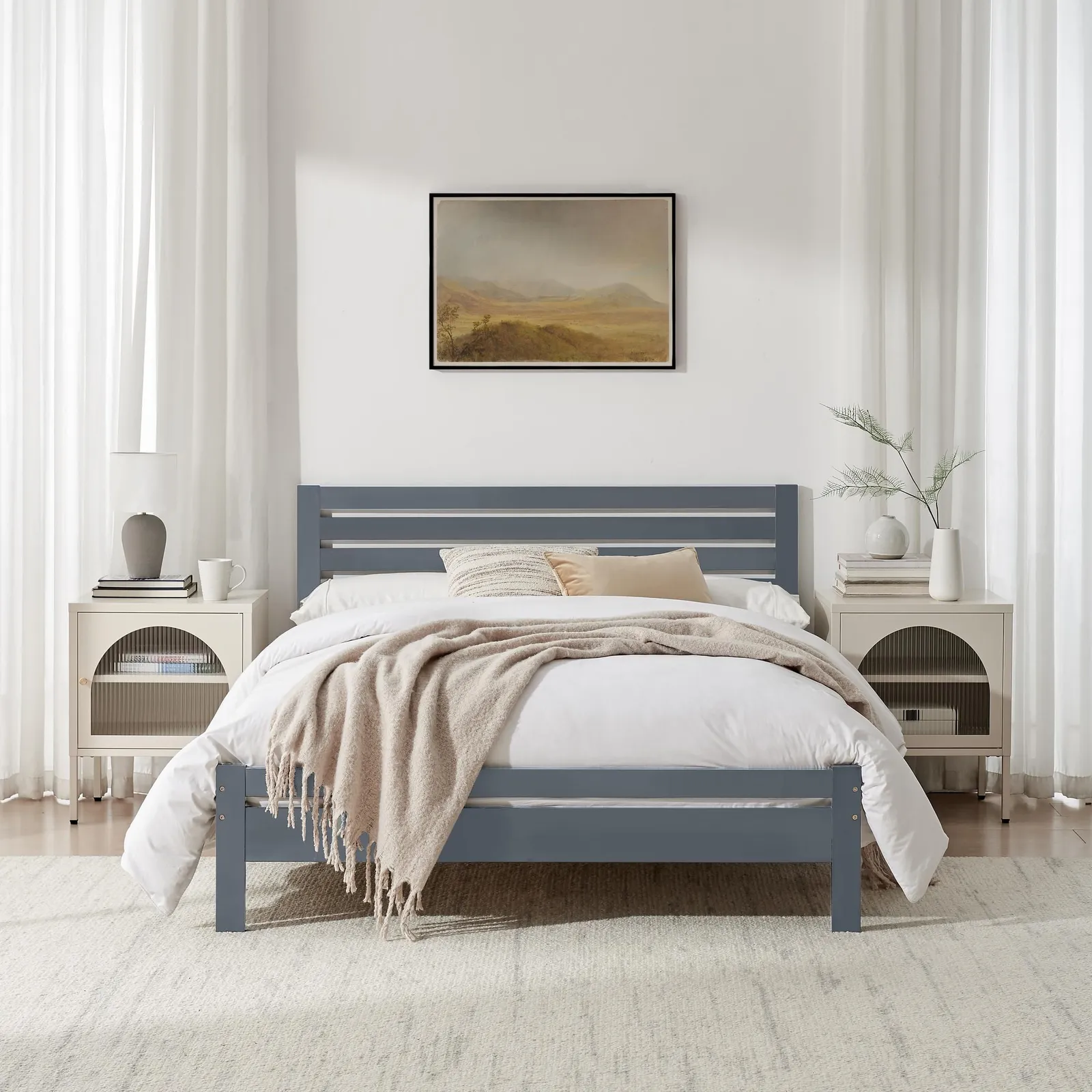 FurnitureboxUK Declan Solid Pine Double Bed Frame in Dark Grey 2