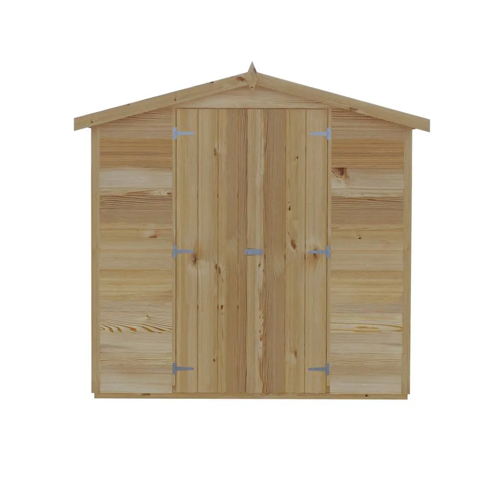 Shires Overlap 10 x 6 Dip Treated Apex Shed Double Door No windows in Brown 2