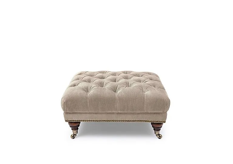 Shackleton Fabric Square Footstool with Castors - Barley