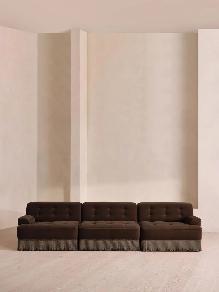 Elowen Modular Sofa, Four Seater, Velvet, Chocolate