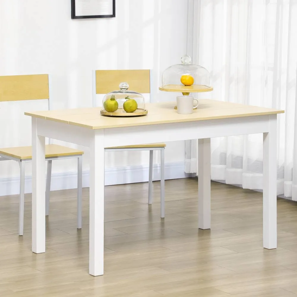 HOMCOM Dining Table for 4 to 6 Kitchen Table with Thick Legs Oak Wood Grain in Light Oak 2