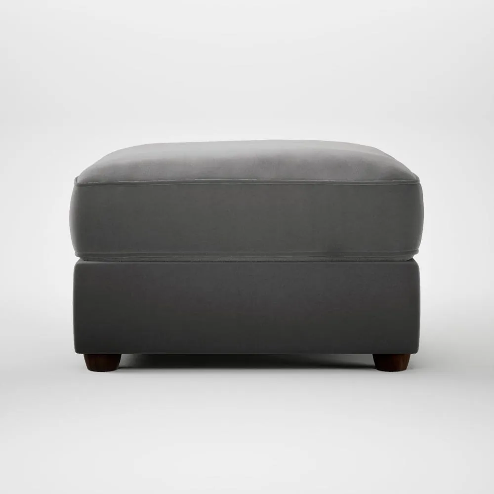 Heal's Tailor Rectangular Footstool Smart Velvet Mercury Walnut Stained Feet 1