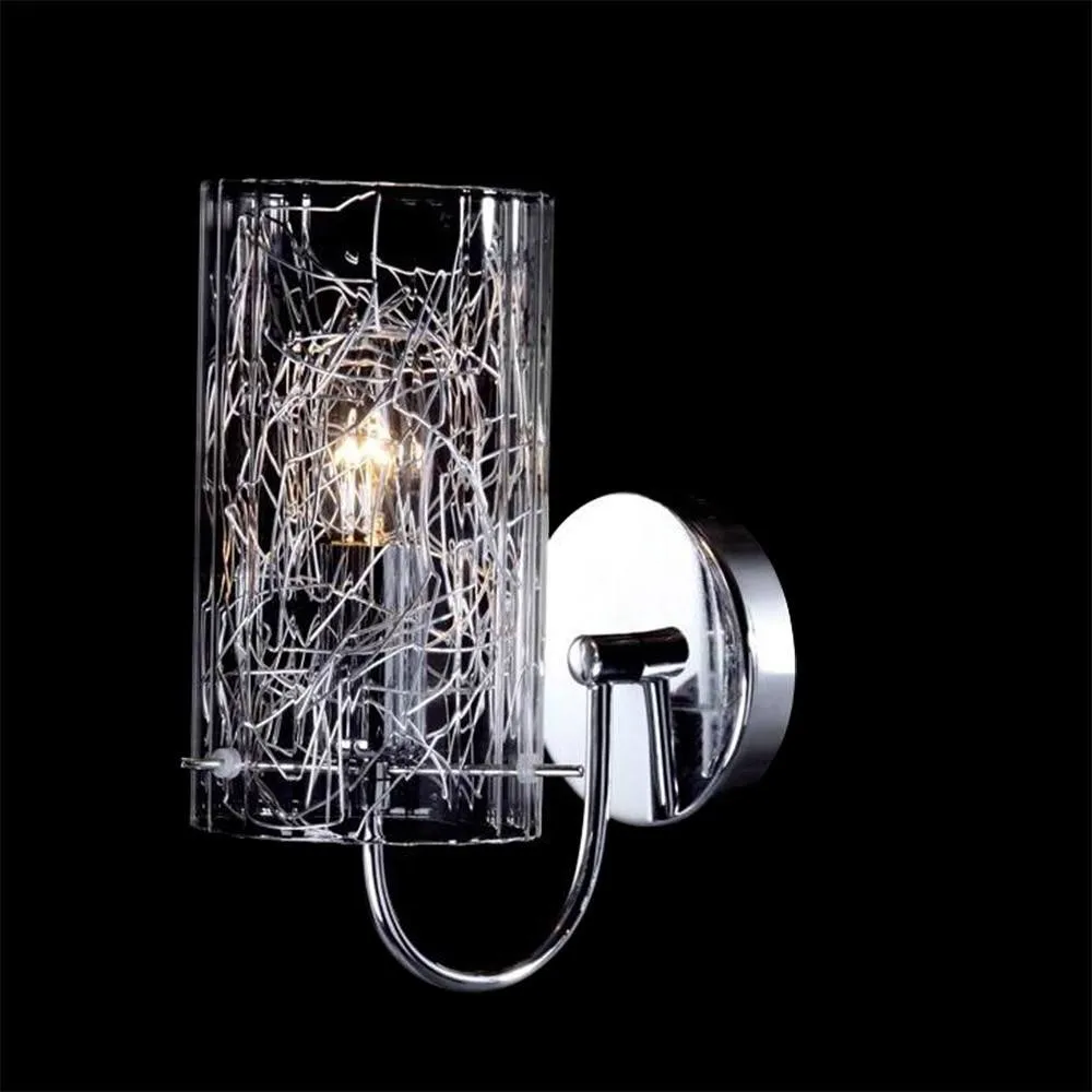 Netlighting Modern Wall Lamp Chrome 1 Light with Glass Shade E14 in Silver