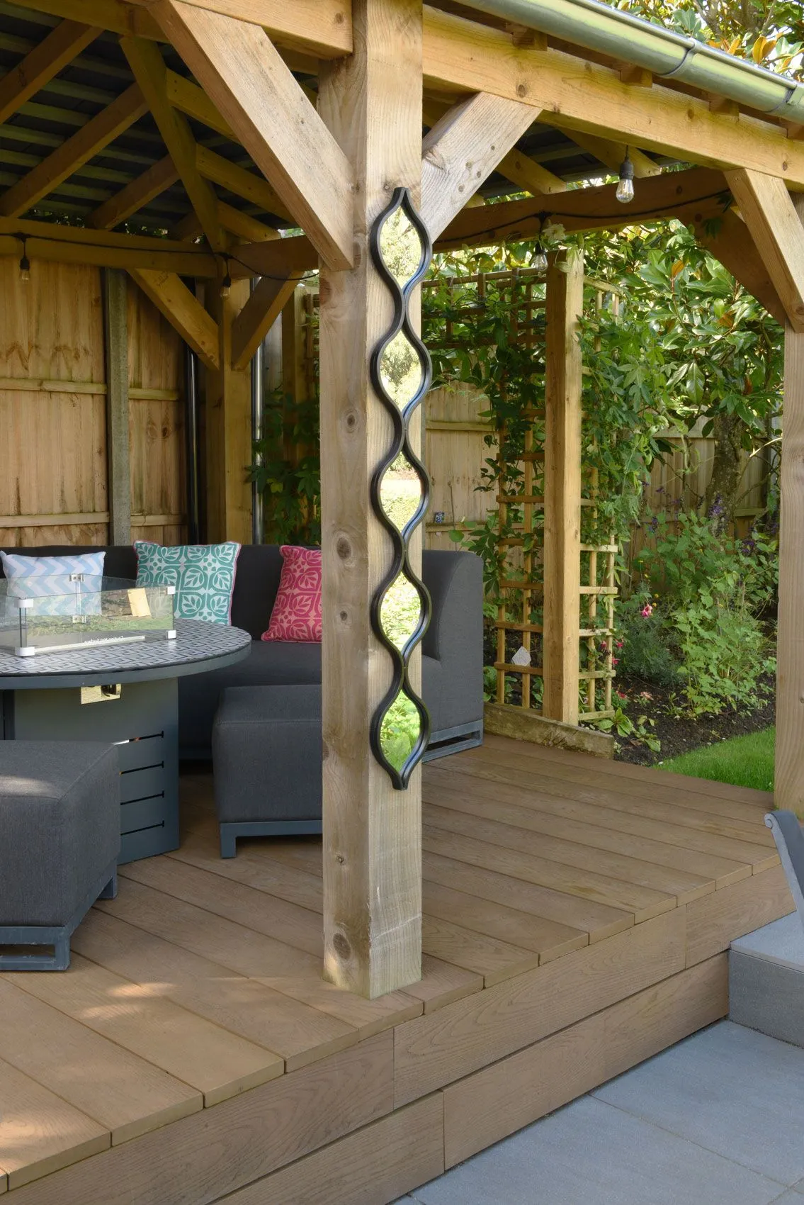 MirrorOutlet Black Metal Framed Tear Drop Garden Wall Mirror 49" X 6" 124CM X 15CM