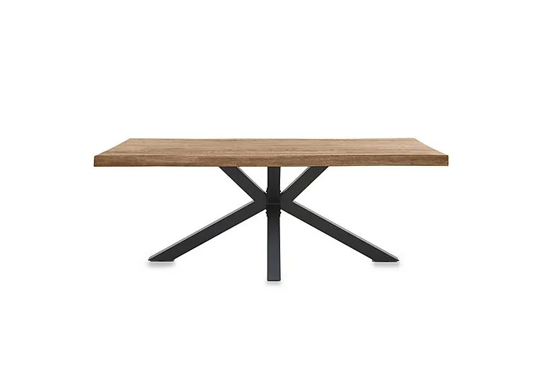 Njord Raw Edge Compact Dining Table with Metal Star Base - 140-cm - Storm Wood