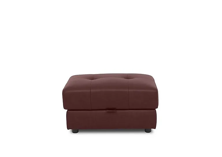 Goliath Leather Storage Footstool - Ruby