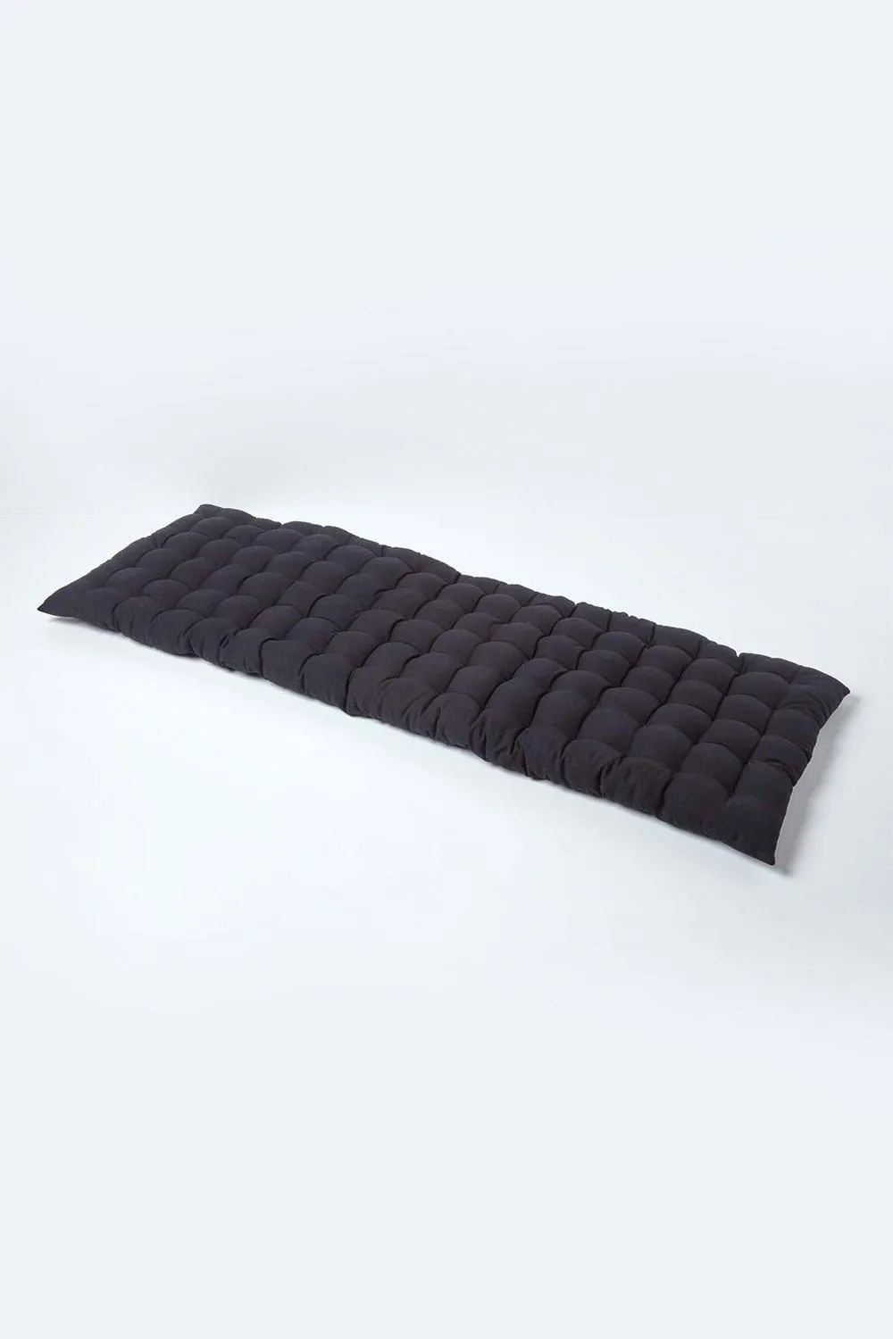 Homescapes Garden Bench Cushion Luxury 3 Seater Cotton Indoor Outdoor Pad, 143 x 48cm in Black 1