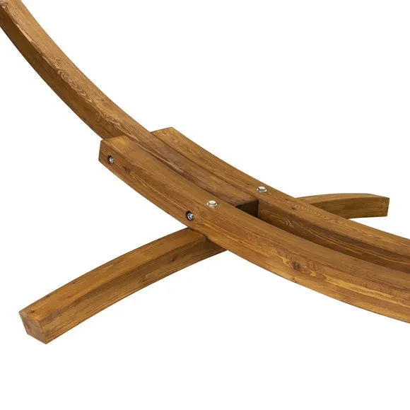 Extra Large Wooden Hammock With Arc Stand Cream Canvas 3