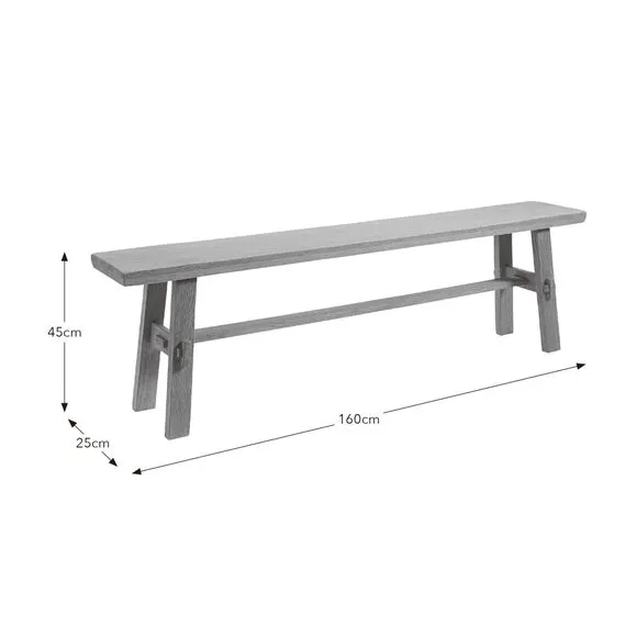 Enola Large Dining Bench, Rustic Oak 6
