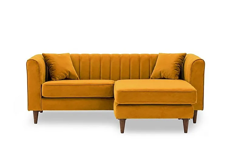 Margo 3 Seater Sofa Fabric with Reversible Chaise End - Mustard - Sofas and Armchairs - In Time for Christmas