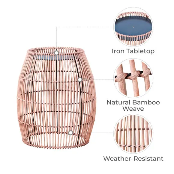 Peaktop Large Cylinder Rattan Metal Top Side Table 3