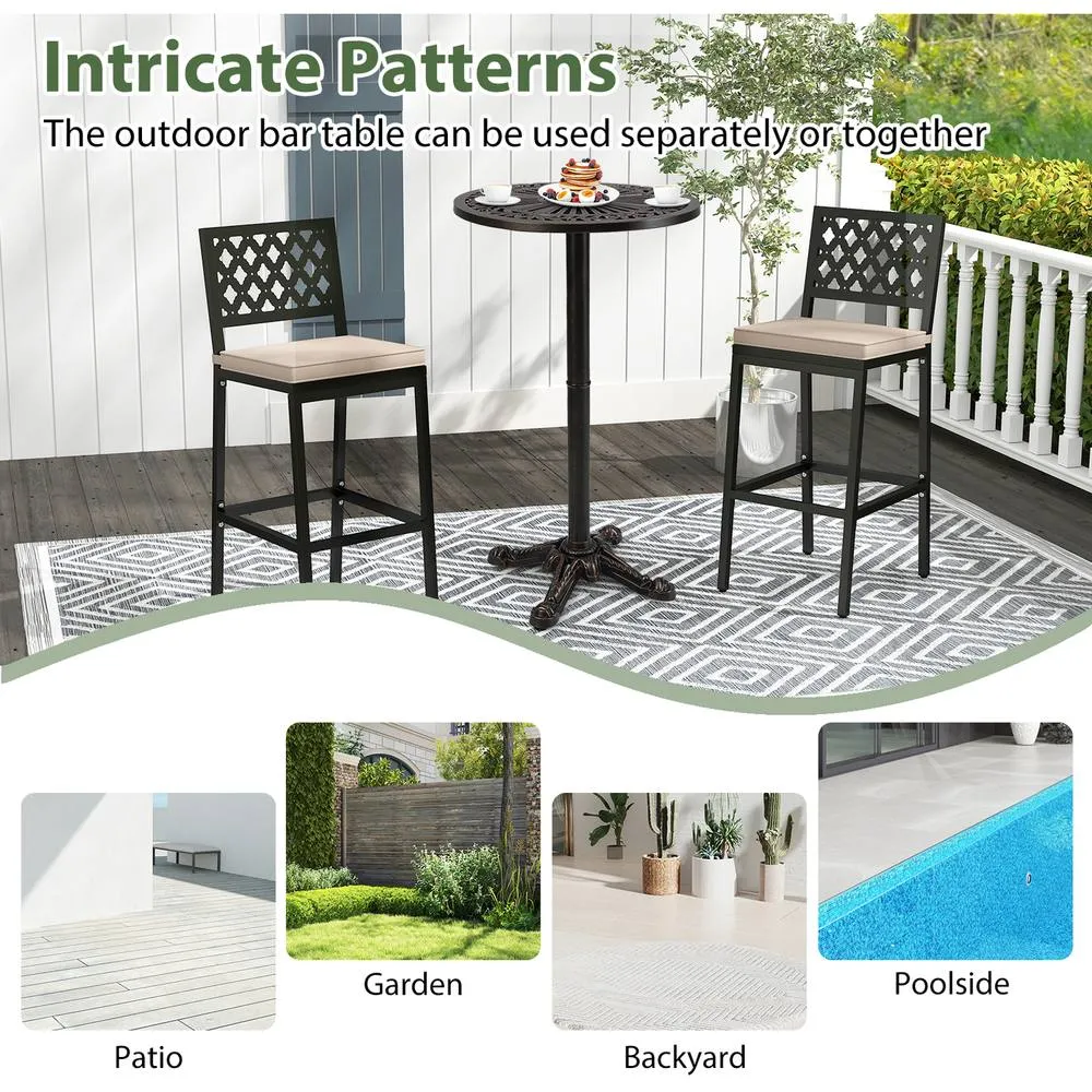 Costway 61cm Patio Round Bar Table Cast Aluminum High Top Table-Bronze in Bronze 3