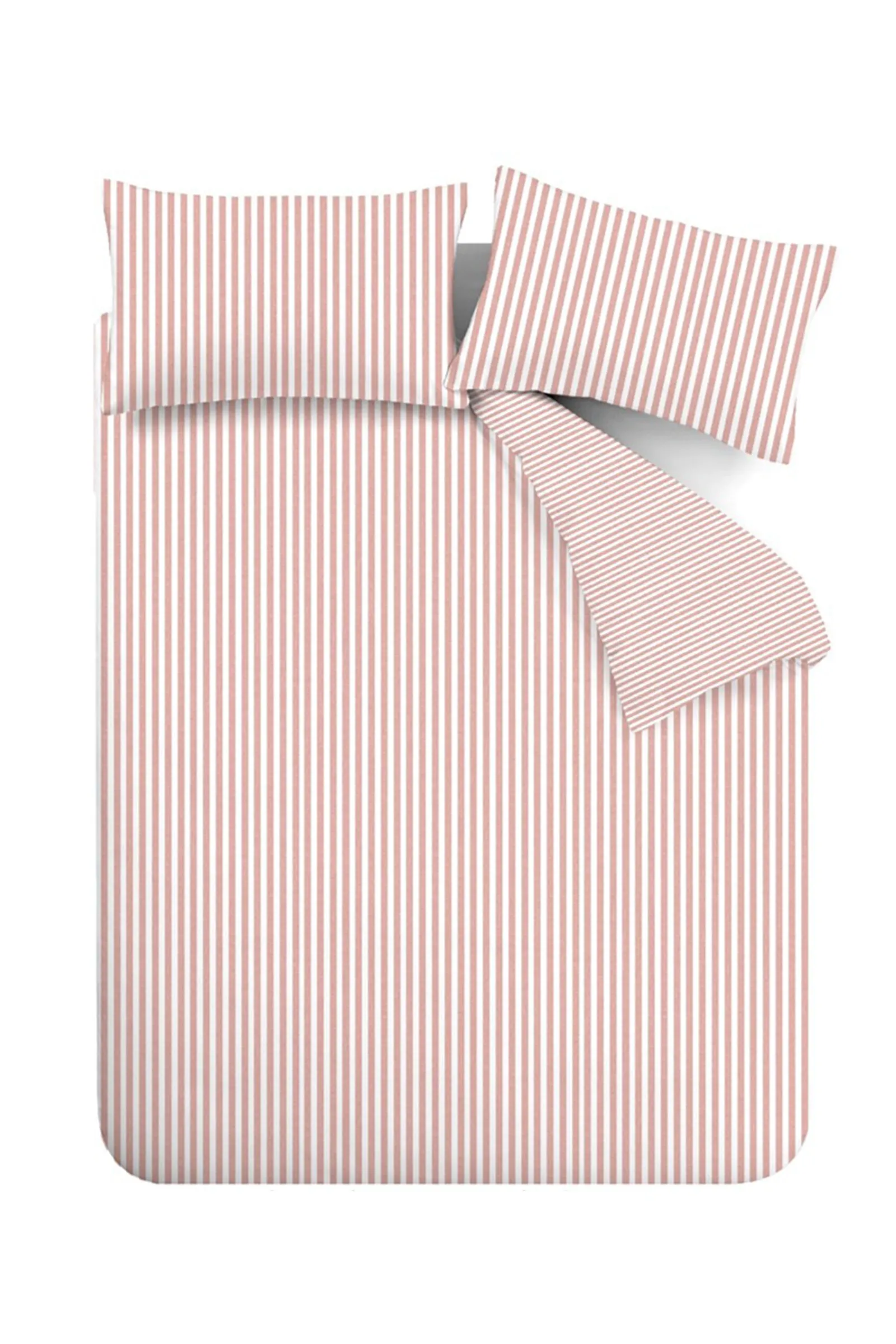 Catherine Lansfield Brushed Stripe 100% Cotton Duvet Cover Set in Pink 5