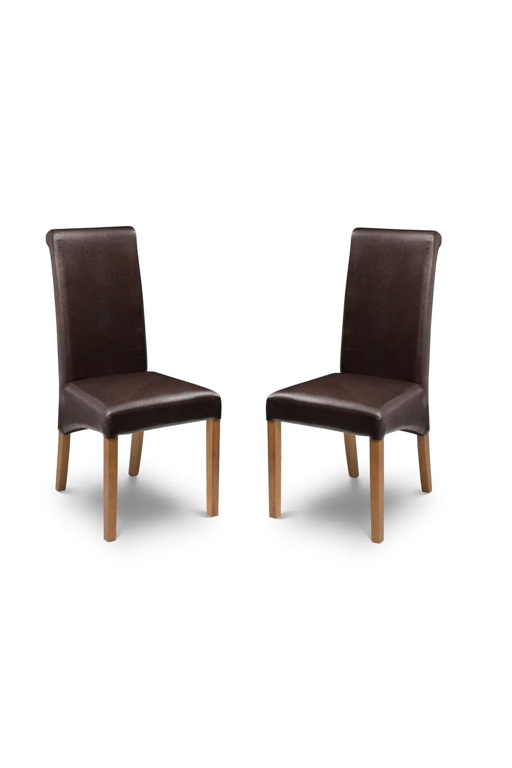 Julian Bowen Cuba High Back Upholstered Dining Chair (Set of 2) in Brown