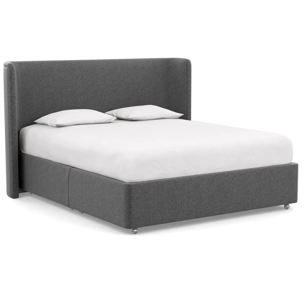 Heal's Deep Divan Super King 2 Footend Melton Wool Granite