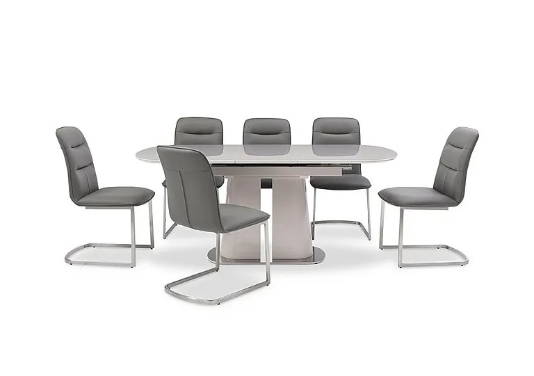 Cashmere Pop-Up Extending Dining Table and 6 Chairs - 140-cm - Charcoal
