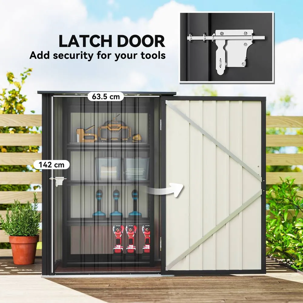OUTSUNNY 3.3ft x 3.4ft Outdoor Storage Shed Steel Garden Shed w/ Lockable Door in Dark Grey 5