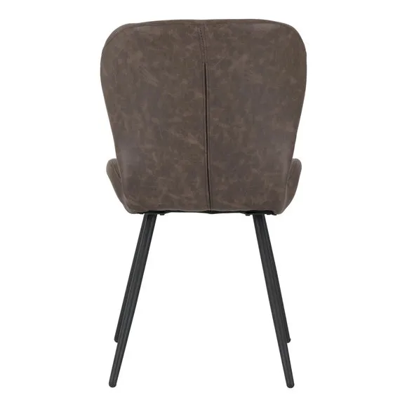 Quebec Set of 4 Dining Chairs, Brown Faux Leather 5
